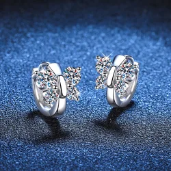 1.6ct D Color Moissanite Butterfly Hoop Earrings Women Girls 925 Sterling Silver Mosan Diamond Huggie Earrings Pass Tester Gra