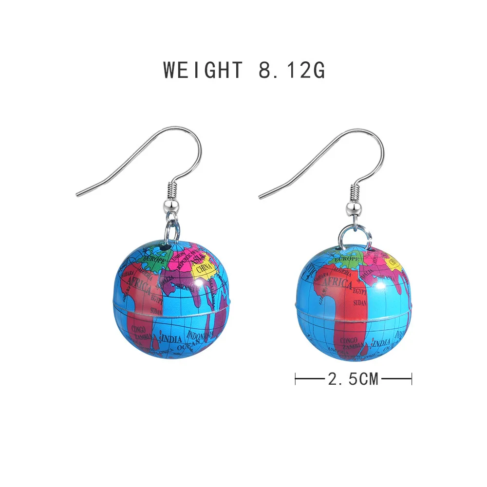 Mini Earth World Stud Earring Handmade Earth Planet Eardrops Hanging Pendant Jewelry School Geography Party Jewelry Gift