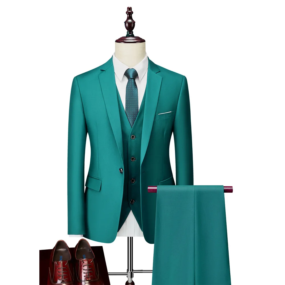 

S-3XL ( Jacket+Vest+Pants ) Formal Business Office Men's Suits Groom Wedding Dress Party Dress Solid color Suit