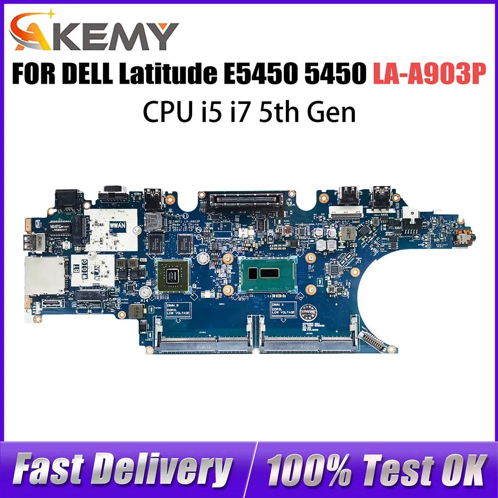 Laptop Mainboard For DELL Latitude E5450 5450 0RH5P 017FG2 LA-A903P Computer Motherboard i5 i7 5th Gen CPU 830 840M V2G DDR3