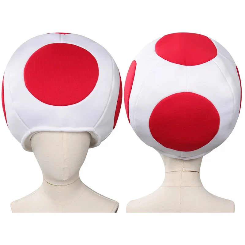 ZA01 Bambini Ragazzi Toad Kinopio Cappello Cosplay Anime Gioco Bros 2 Gioco di ruolo Punto rosso Testa di fungo Accessori per costumi Fancy DressZa0@