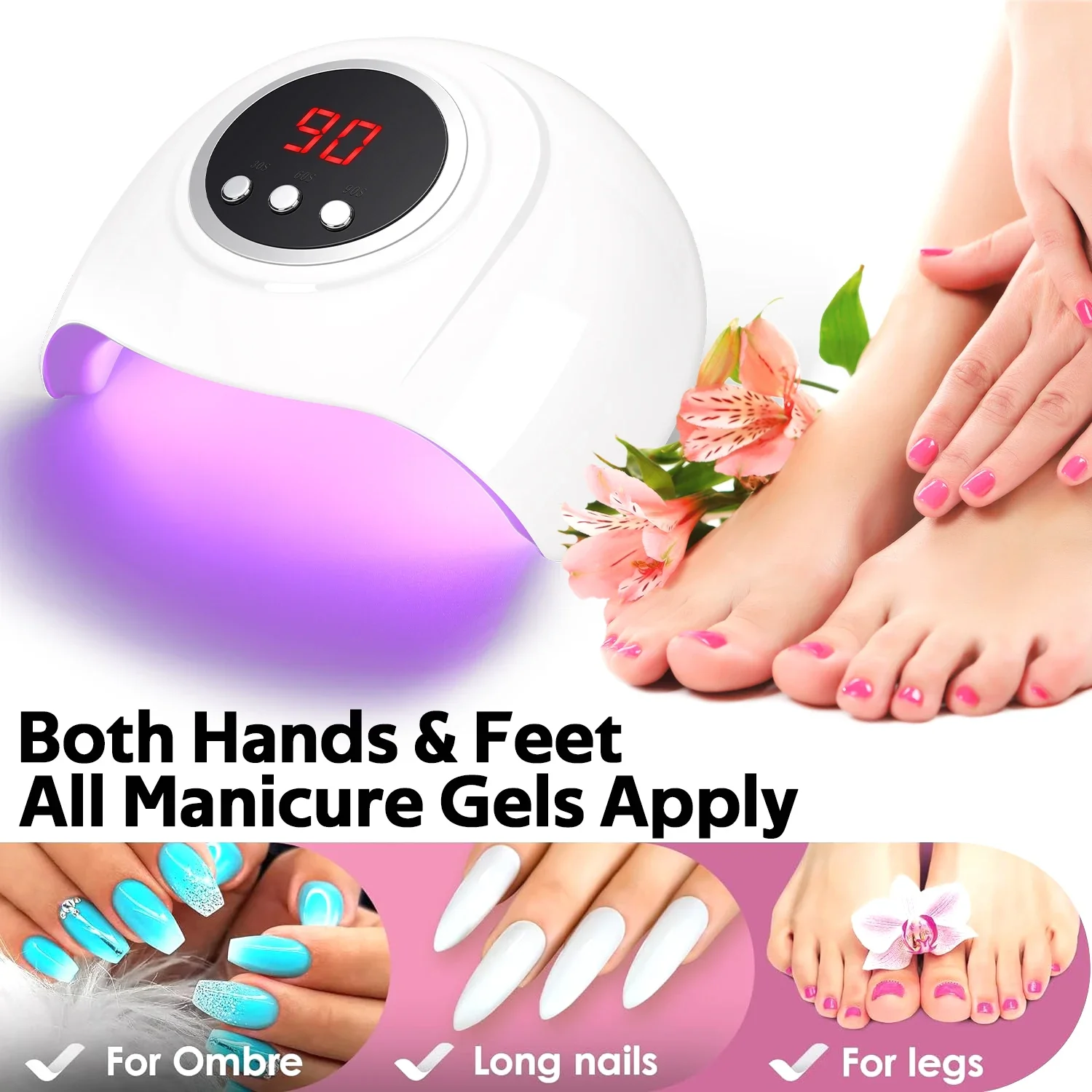 مصباح أظافر LED بالأشعة فوق البنفسجية مع مستشعر بالأشعة تحت الحمراء ، مصباح مانيكير سريع الجفاف ، آلة تجفيف الأظافر ، ضوء لأدوات تزيين الأظافر ، 24 مصباح ، 72 واط