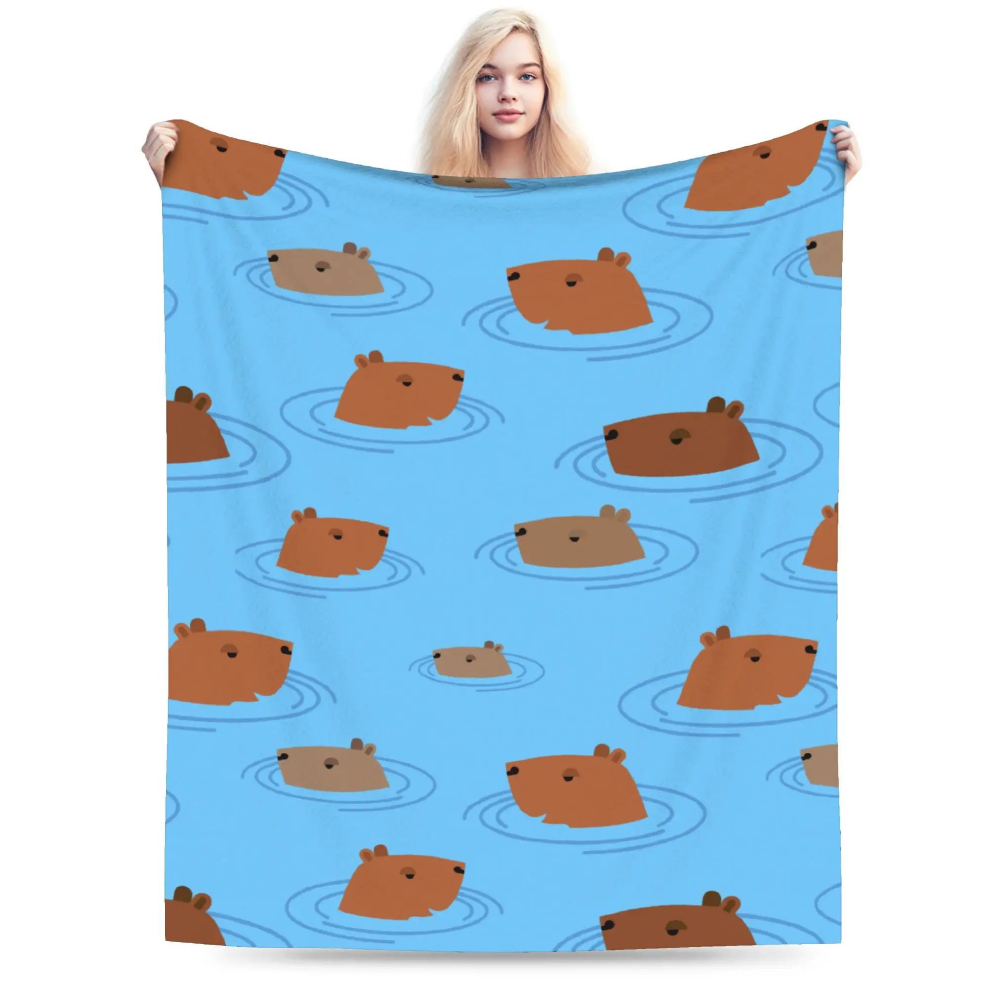 

Capybara Cartoon Blankets Fleece Decoration Portable Warm Throw Blankets for Bed Office Bedspreads