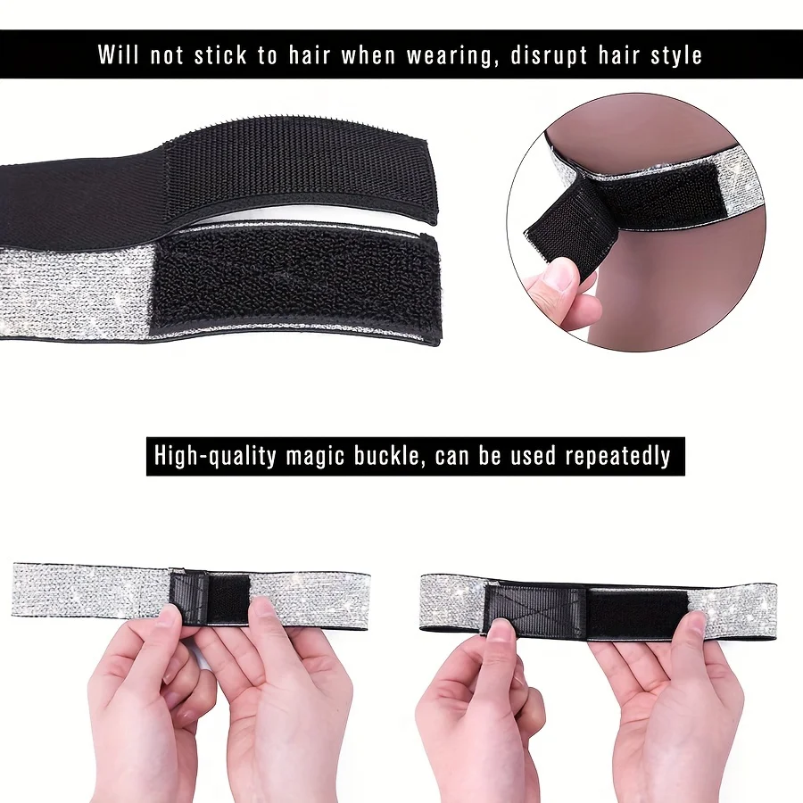 1/3Pcs Elastic Band for Wig Edges Wrap Band, Leopard Print+Black+Silvery, Lace Melting Band for Wrap to Lay Edges Adjustable Wig