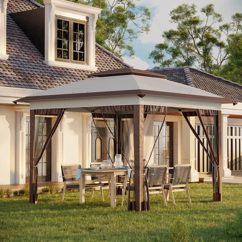 

Outdoor 12' X 12' Pop Up Canopy Tent with Netting and Carry Bag, Instant Sun Shelter with 137 Sq.ft Shade, Outdoor Garden Tent