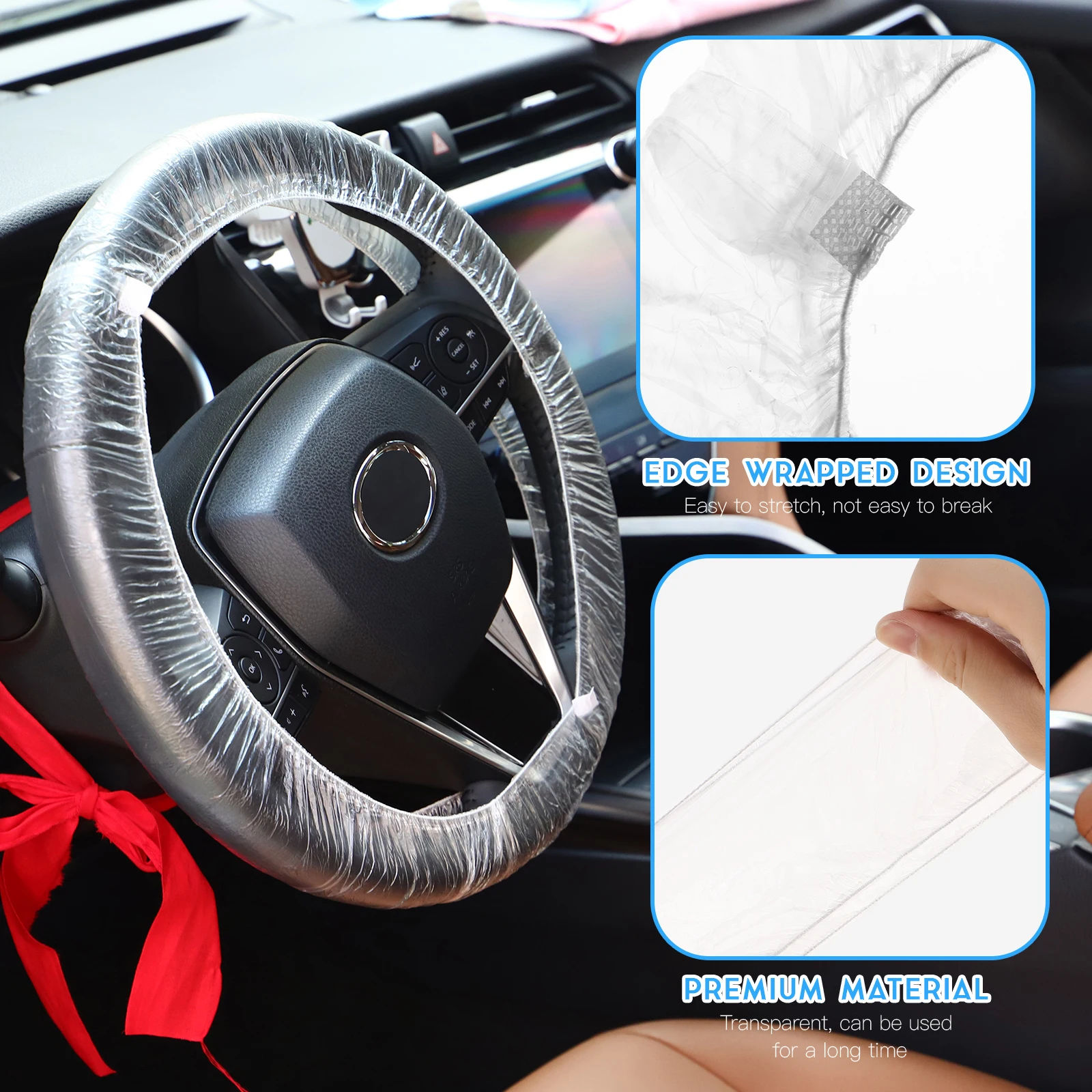 

500Pcs Disposable Car Steering Wheel Cover Elastic Protector Sleeve for Auto Maintenance Protection White Steering Wheel Cover