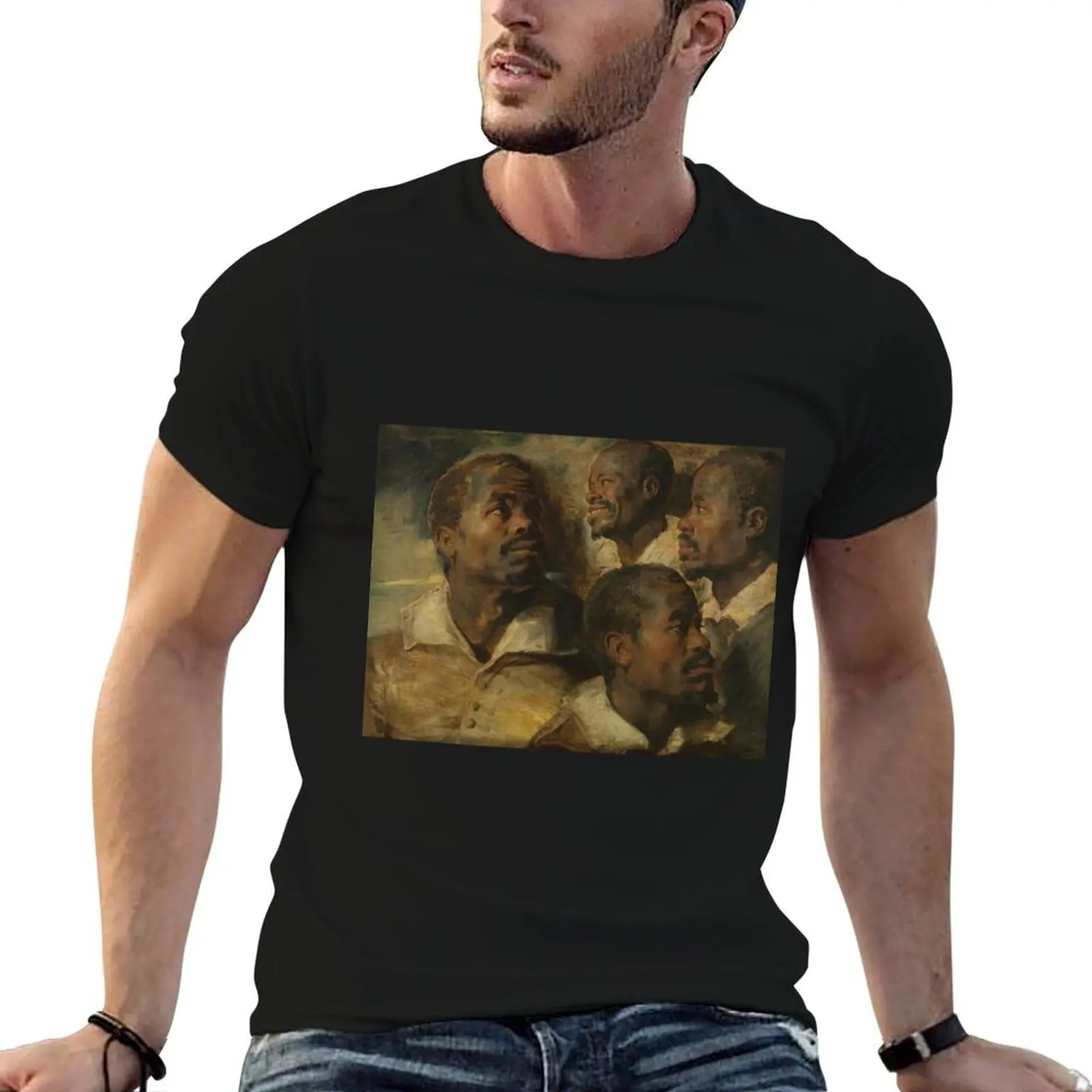 Rubens - Four Studies of a Head of a Moor - BigArt T-Shirt Simple Casual Short Sleeve Tee