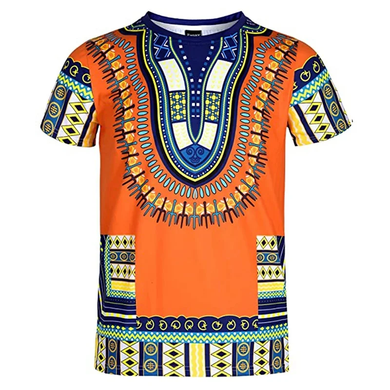 Full Print Modern African Tshirt For Men Outfits African Vintage Graphic Print Tee Shirts For Party Festival Summer Mens T Shirt