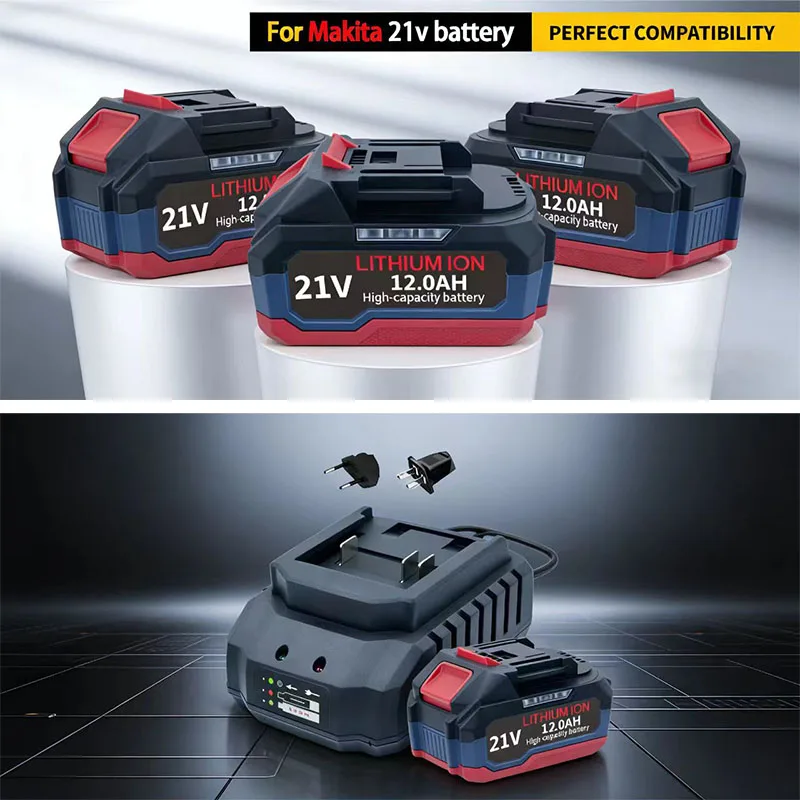 For Makita 18V-21V Makita Tool Lithium Battery 6.0ah 9.0ah 12.0ah Fast Charging Safety Certified for Electric Drill/Driver Tools