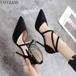 2024 Summer Women Shoes Buckle Strap Pointed Toe Women Pumps High Thin Heels Party Sexy Shoes Lady Wedding Shoes