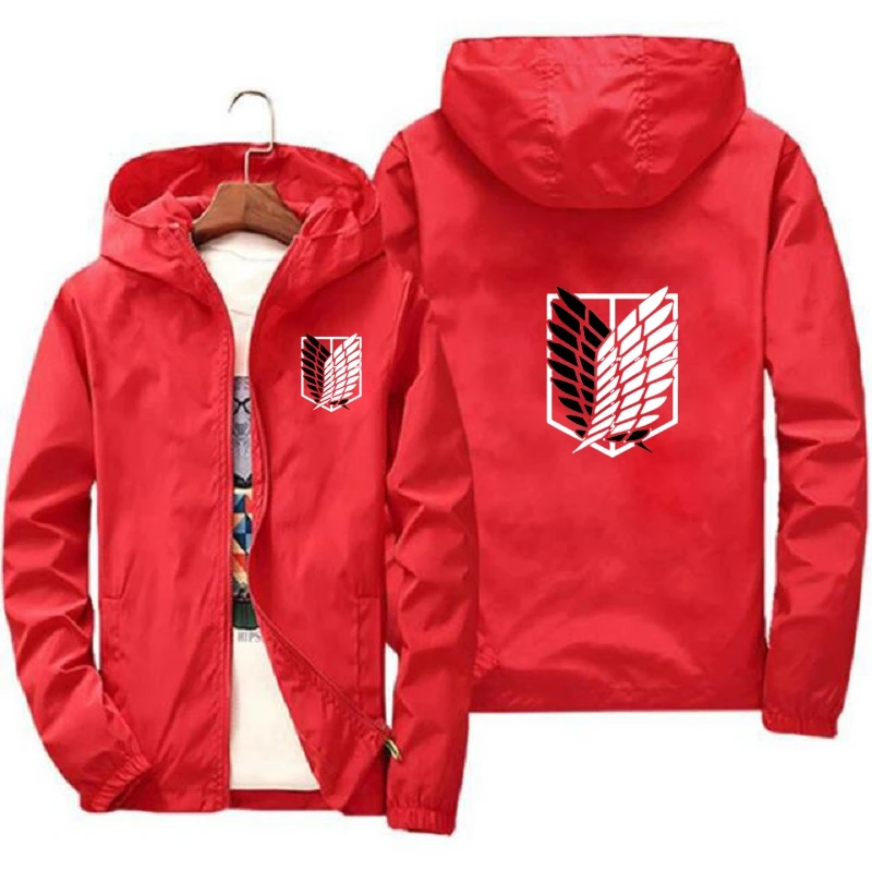 Attack on Titan New Outdoor Travel Men\'s Hooded Jacket Spring Fall Zipper Hooded Lightweight Comfortable Camping Hiking Jacket