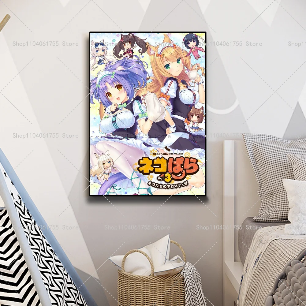 1PC Nekopara Anime Classic Anime Poster Self-adhesive Art Waterproof Paper Sticker Coffee House Bar Room Wall Decor