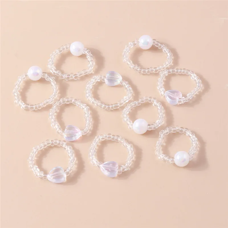Aihua Koreanische Bunte Kleine Blume Ring Sets Böhmen Handgemachte Multi Perlen Reis Perlen Finger Ring Für Frauen Strand Schmuck Geschenke – Detail 29