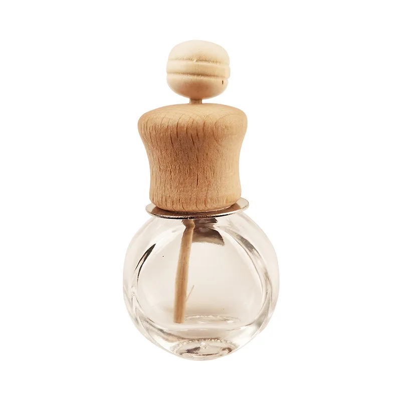 Wood Car Perfume Bottles Empty Glass Air Fragrance Diffuser Bottle For Car Home Fragrance