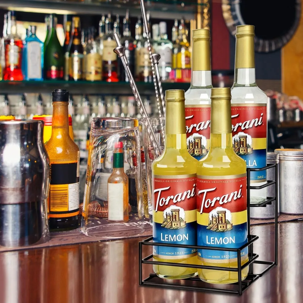 Coffee Syrup Rack (4 Bottle Capacity)，Coffee Syrup Organizer for Coffee Bar,Kitchen.Small Wine Rack for Bar,Family,Storage for S