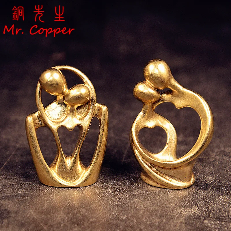 5 Styles Modern Abstract Figures Brass Couple Small Statue Desktop Ornament Home Decoration Crafts Office Desk Decor Accessories