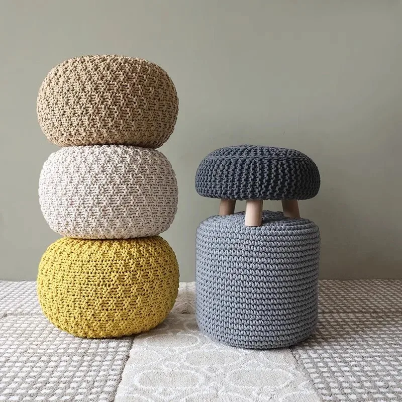 Hand-woven pineapple pattern futon seat pier drum stool tatami seat cushion shoe changing footstool