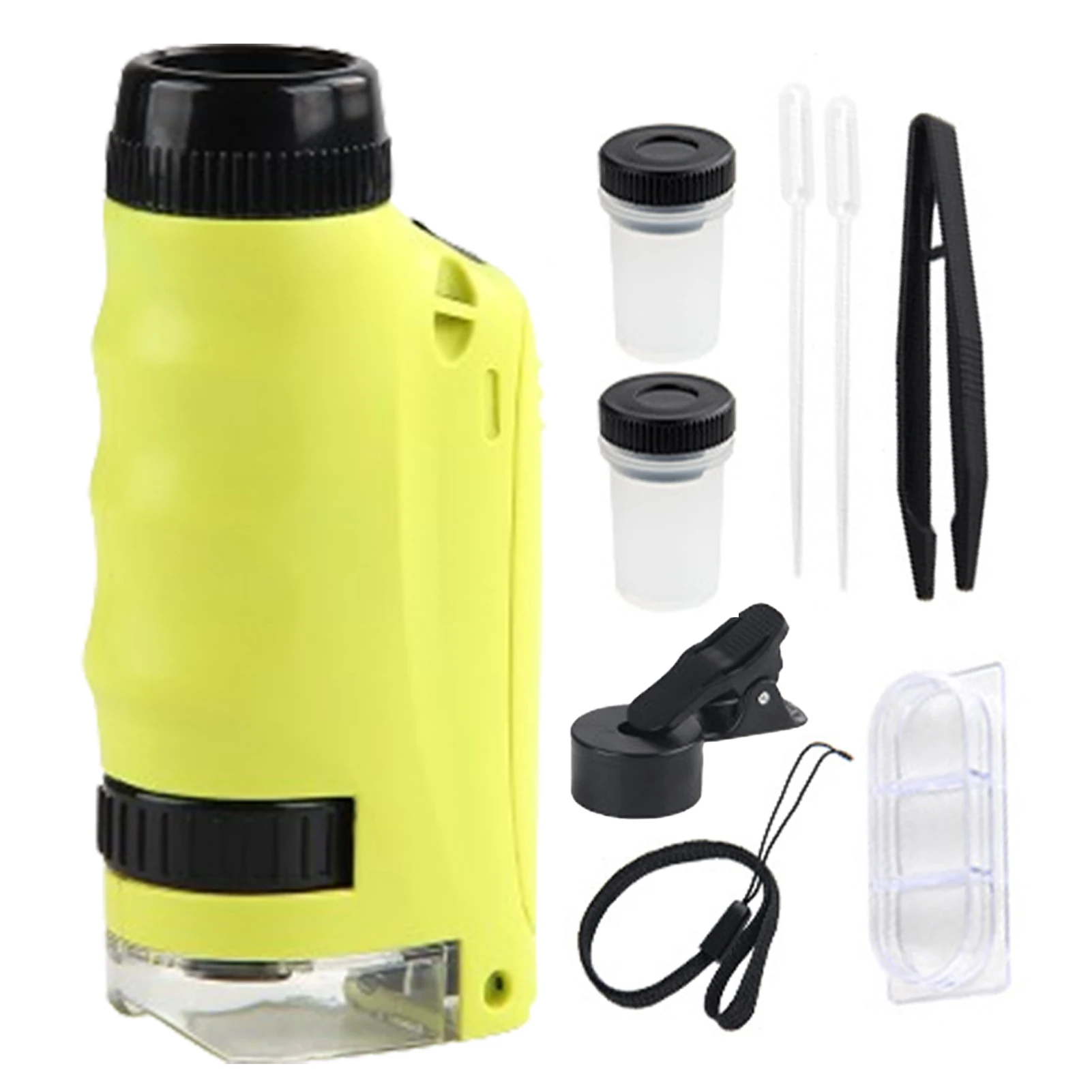 Small Microscope For Kids 250X Magnification Portable Outdoor Microscope LED Lighting Small Handheld Observation Toys