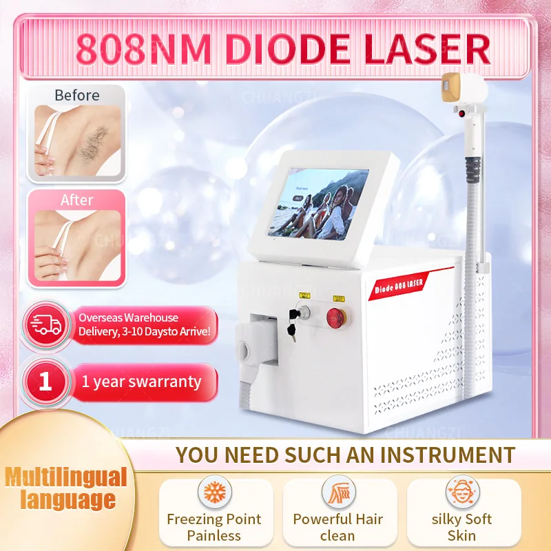 

5000W 808 Diode Laser Hair Removal Machine 3 Wavelength Alexandrit Skin Rejuvenation Ice Permanent Icy Handle Painless Epilator