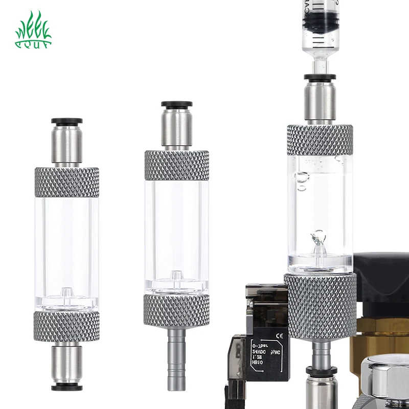 Carbon Dioxide Equipment CO2 Bubble Counter Quick Plug Timing with Solenoid Valve Add Water with Injector