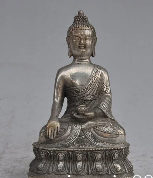 decoration Tibet copper silver  Chinese Tibet Tibetan Buddhism Silver Bronze statue Sakyamuni Medicine Buddha