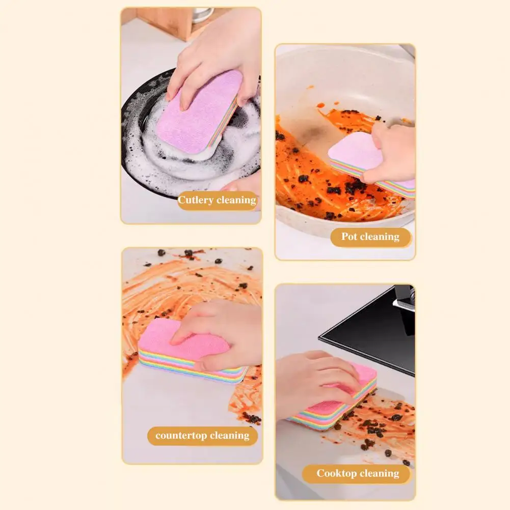 Tearable Design Sponge Microfiber Sponge Rag 12-layer Scratch-resistant Cloth Natural Super Fiber Absorbent Rag for Kitchen