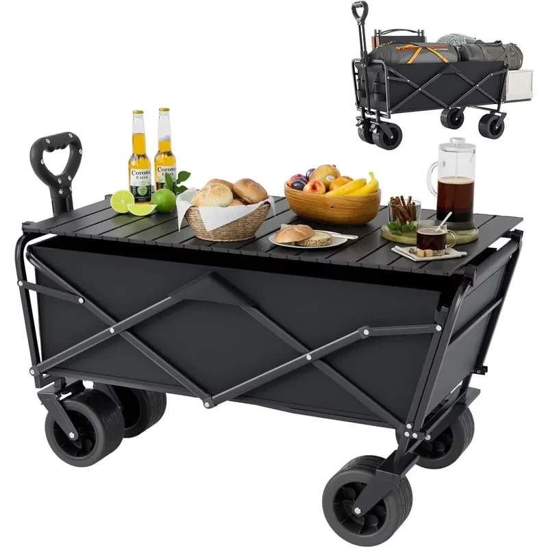 STLF Collapsible Heavy Duty Folding Wagon Cart All-Terrain Large Wheels OEM for Beach Camping Shopping & Groceries