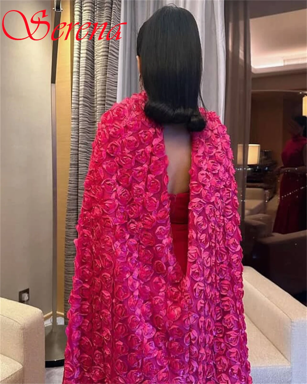 Customized Delicate pink Jersey Evening Dress Exquisite Crew Neck Sleeveless Shawl Party Dress Classic Zipper Back Prom Dress