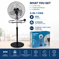 Ventilateur métallique 3 en 1 50W, hauteur réglable, pour sol, table et mur, jusqu'à 130 cm, pour usage domestique 8