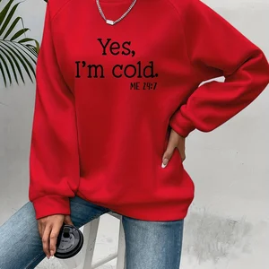 Kadın ben serin mektup baskı uzun kollu Crewneck üst, Hoodies, sıcak, kazak, basit moda, kadın kıyafetleri 8 en çok satan, en soğuk kadın, navlun ücretsiz-no. 3