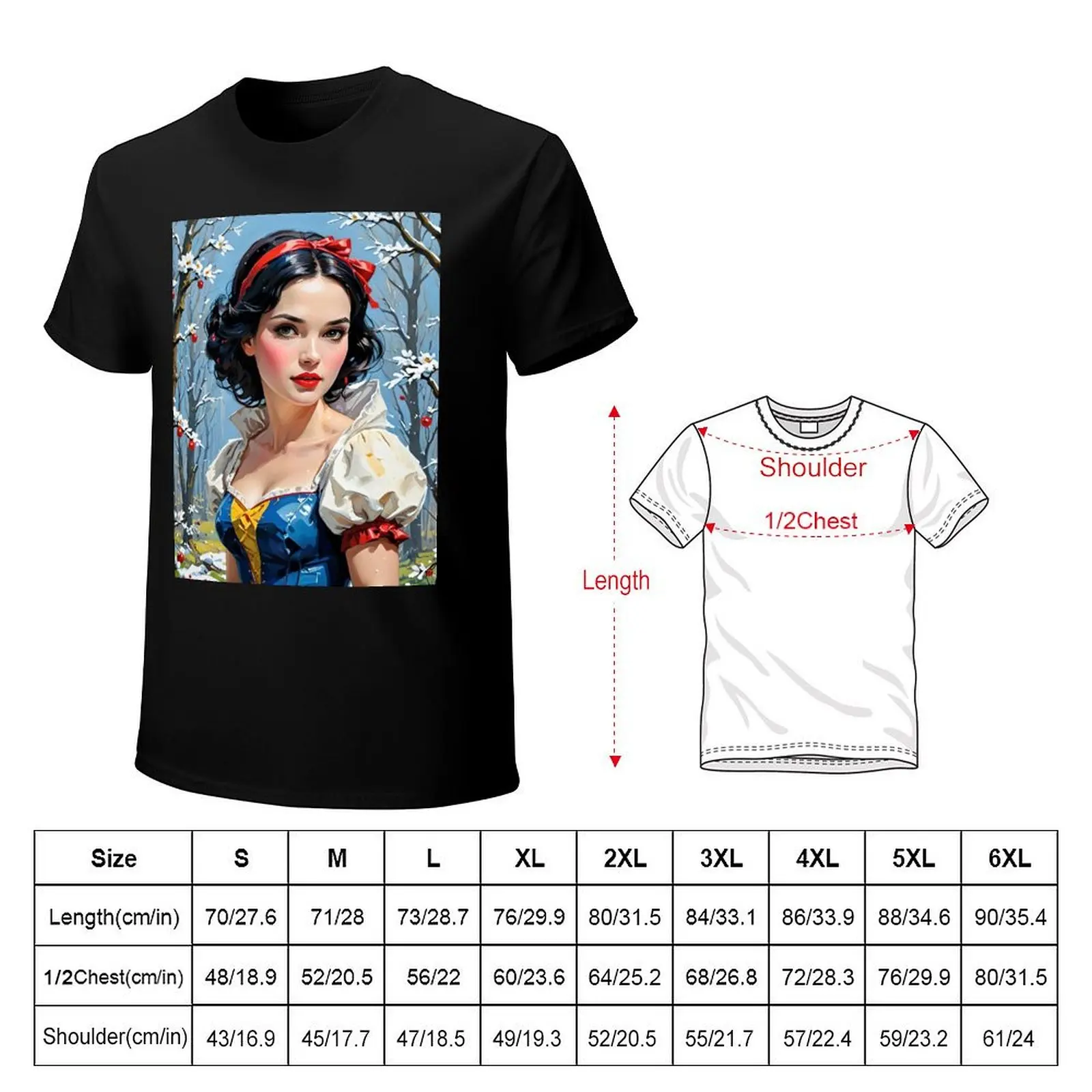 Snow White - Classic Fairytale Princess in Enchanted Snowy Forest Scene T-Shirt Lightweight Running Sports T-Shirt