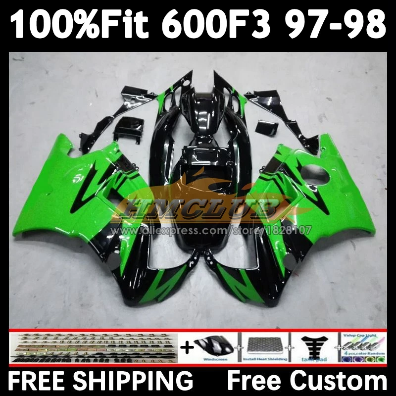 Injection Body +Tank For HONDA CBR600 green black F3 CBR 600F3 600 F3 FS 57No.25 CBR600FS CBR600F3 97 98 1997 1998 OEM Fairing