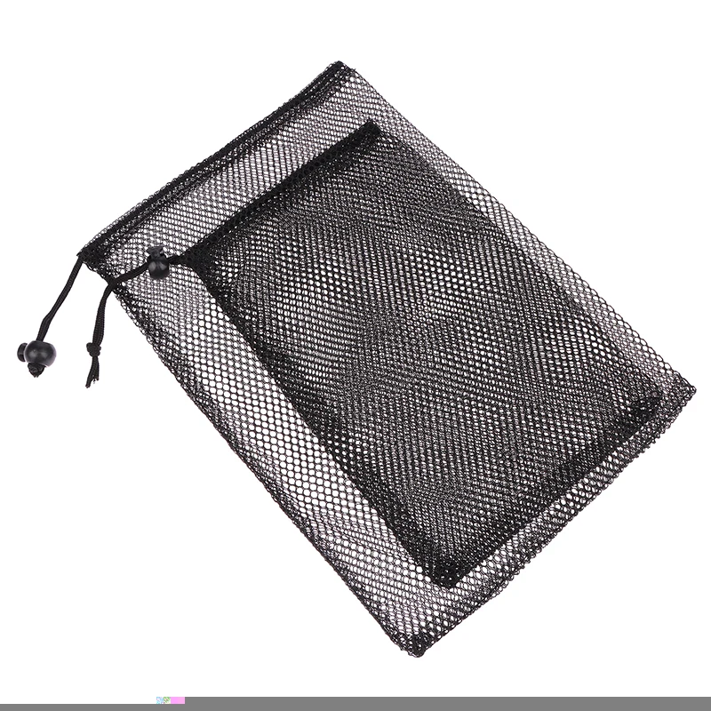 Multi Purpose Black Durable Nylon Mesh Drawstring Bag Storage Pouch Home Travel Outdoor Activity Laundry Bag Stuff Sack