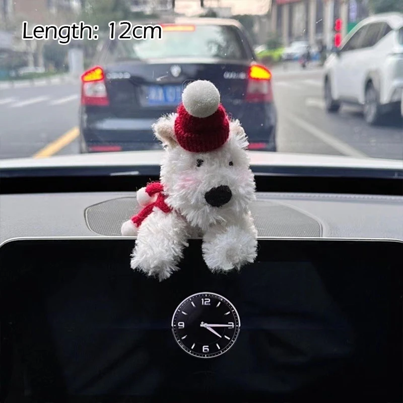 Plush Puppy Clutch Decoration Car Wiper Turn Signal Switch Decoration Cute Bowknot Dog Car Wiper Doll Interior Accessories