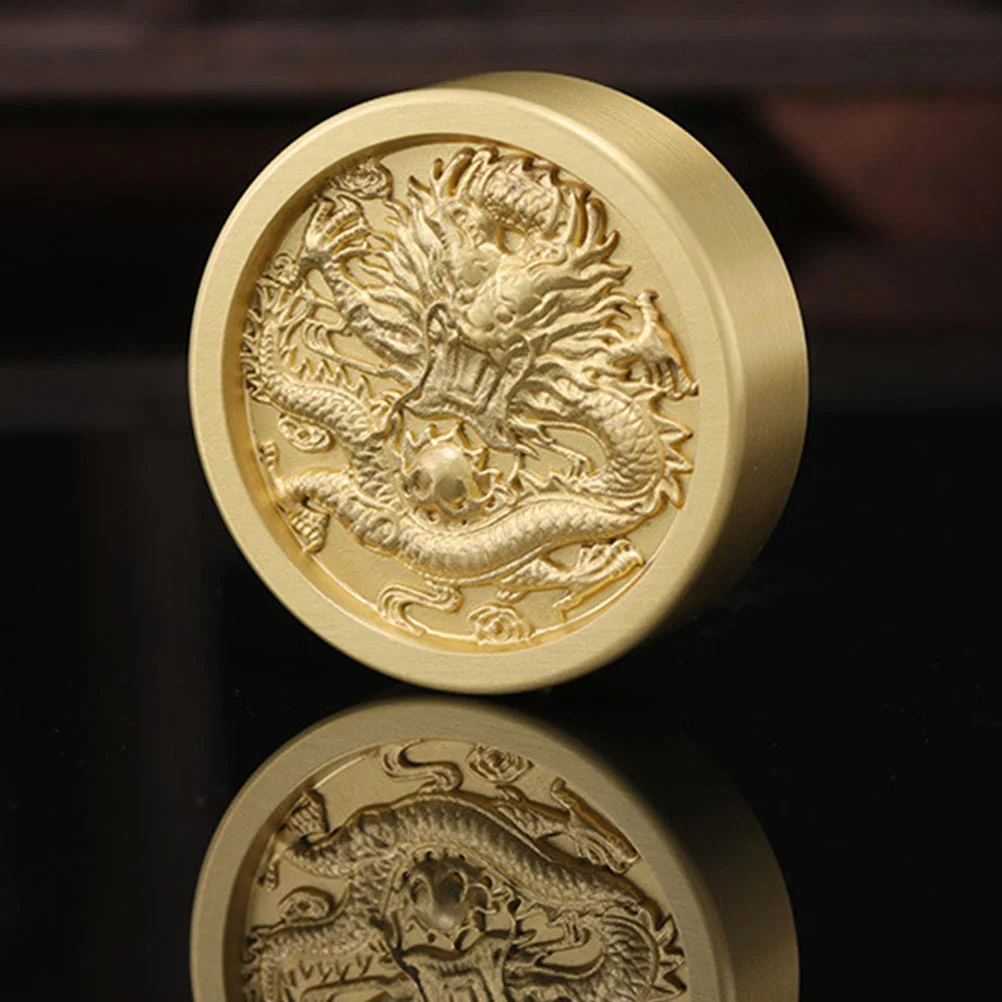 Brass Ruler Paperweight Chinese Calligraphy Supplies Creative Round Desktop Copper Office