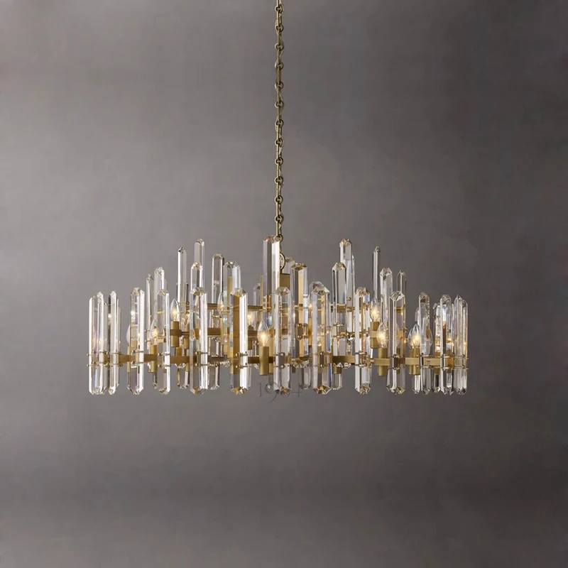 

Dimmable Retro American E14 LED Gold Chrome K9 Clear Crystal Chandelier Lighting,Suspension Luminaire Lampen For Dining room