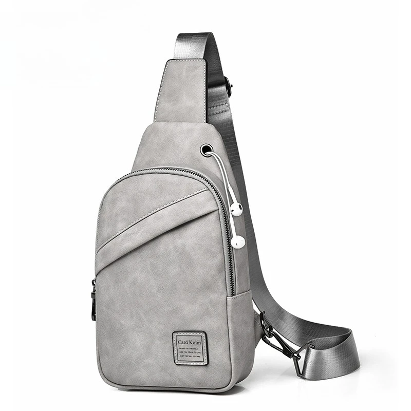 Men's chest bag, casual single-shoulder crossbody bag, simple waterproof zipper, multi-functional ultra-light chest bag