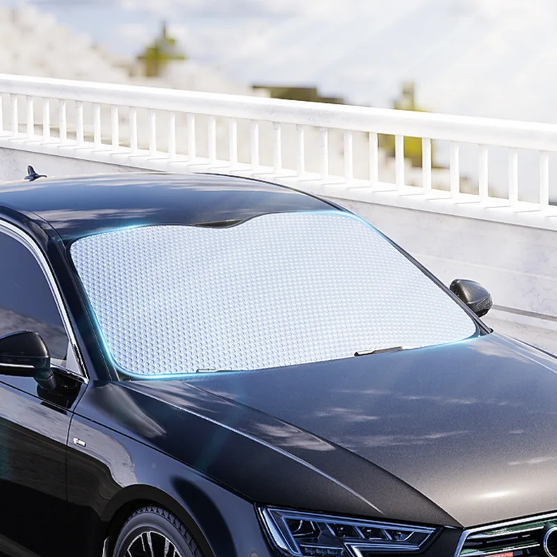 Car Double Sided Aluminum Foil Sun Shield Windshield Cover Heat Insulation Sunshade UV Protection Foldable Auto Accessory