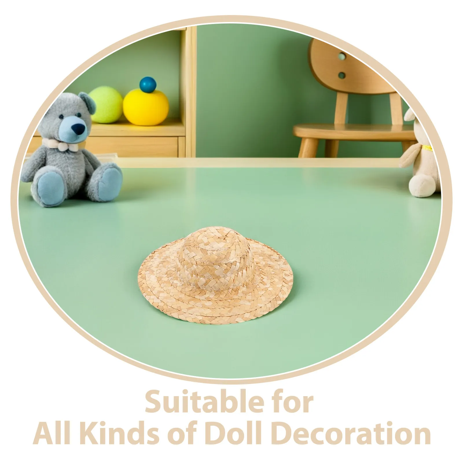 2 piezas de mini sombreros de paja tejidos para accesorios de casa de muñecas, decoraciones de fiesta DIY, mini sombrero para disfraz.