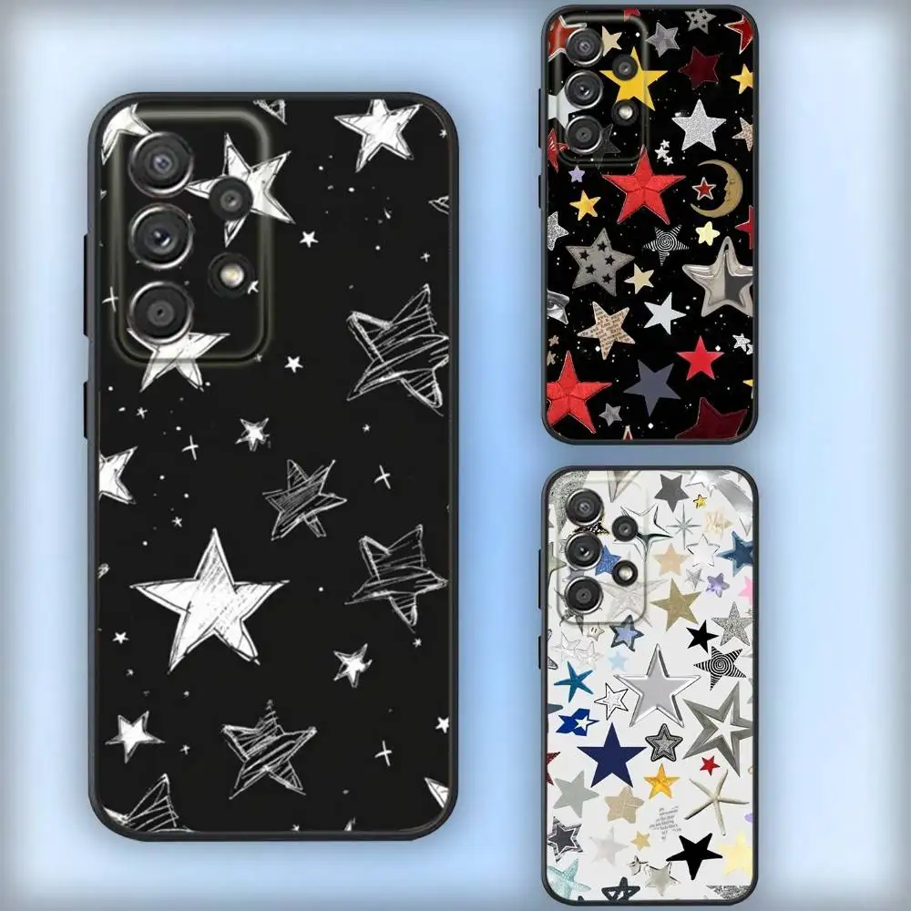 

C-Color Star Pattern Phone Case For Samsung S25,S24,S21,S22,S23,S30,Ultra,S20,Plus,Fe,Lite,Note,10,9,5G Black Cover