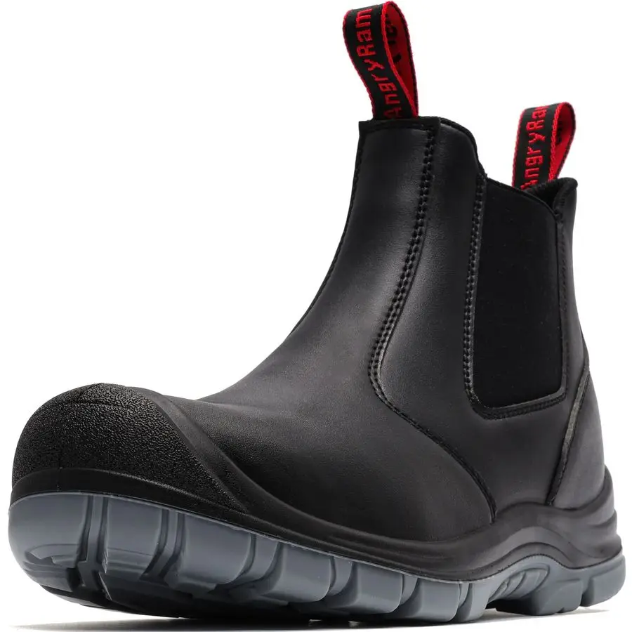 

Steel Toe Slip on Work Boots for Men Waterproof Slip Resistant Fire Station Mechanic Boots Comfortable Construction Chelsea Safe