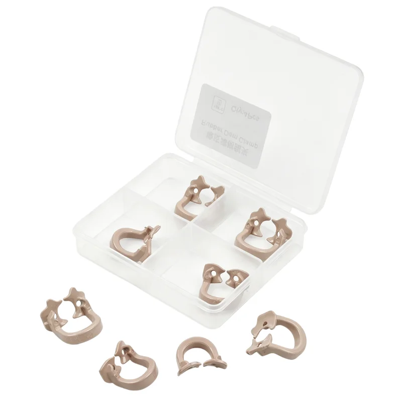 4pcs/Box Dental Rubber Dam Clamps Autoclavable Resin Barrier Clips for Dental Isolation Procedures Clinic Use Dentist Tools