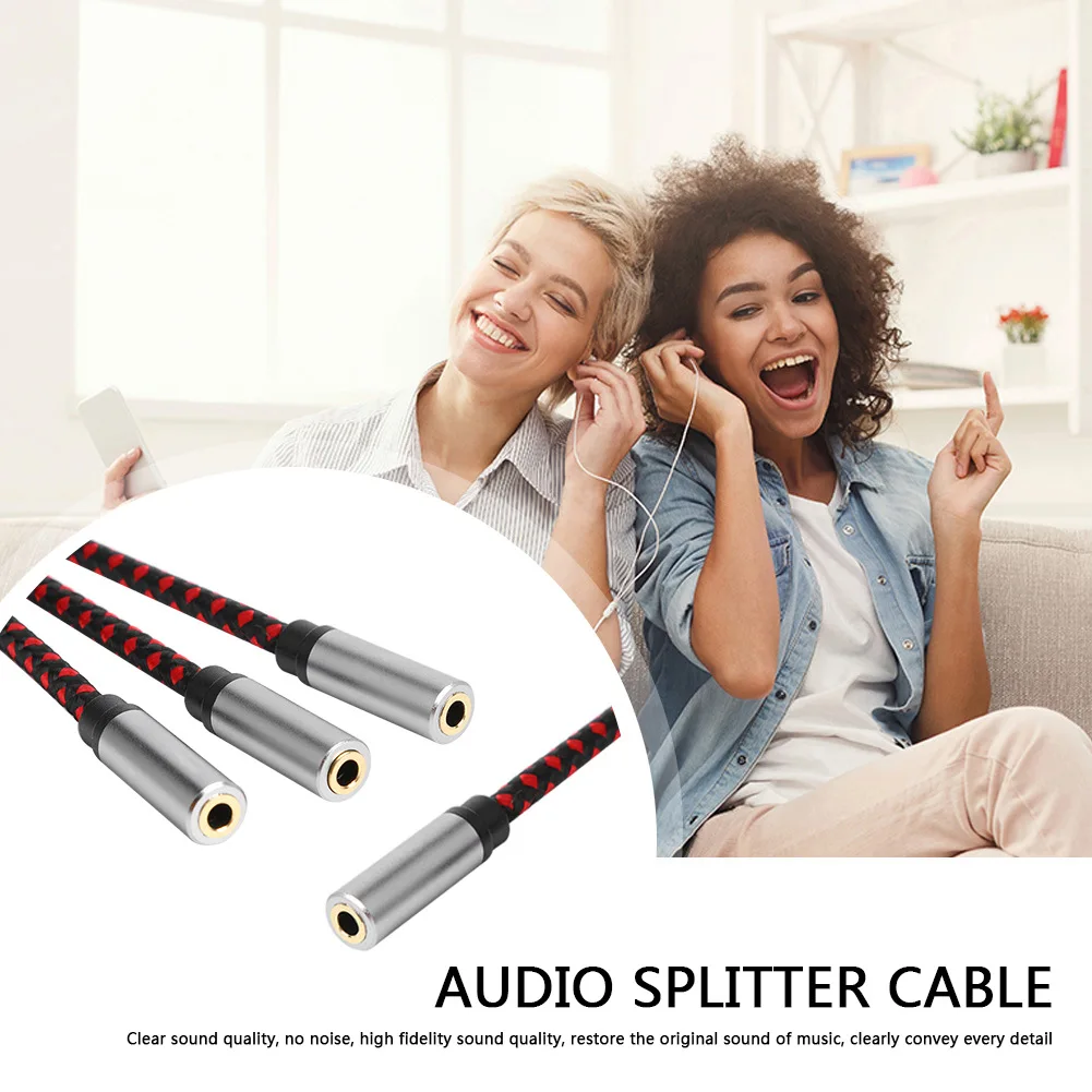 Headphone Splitter 3.5mm 1/8 3 Way Aux Male To Female Earphone Audio Adapter Triple Stereo Splitter Cable for PC Phone MP3 PS4