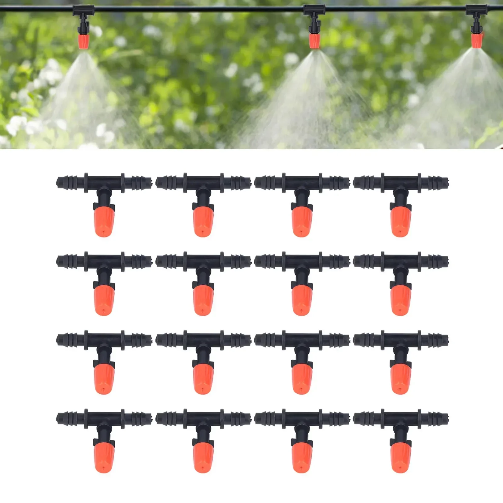 20-Pack Adjustable Atomizing Nozzles, 8/11mm Hose Compatible, Removable Design for Gardens, Greenhouses & Cooling