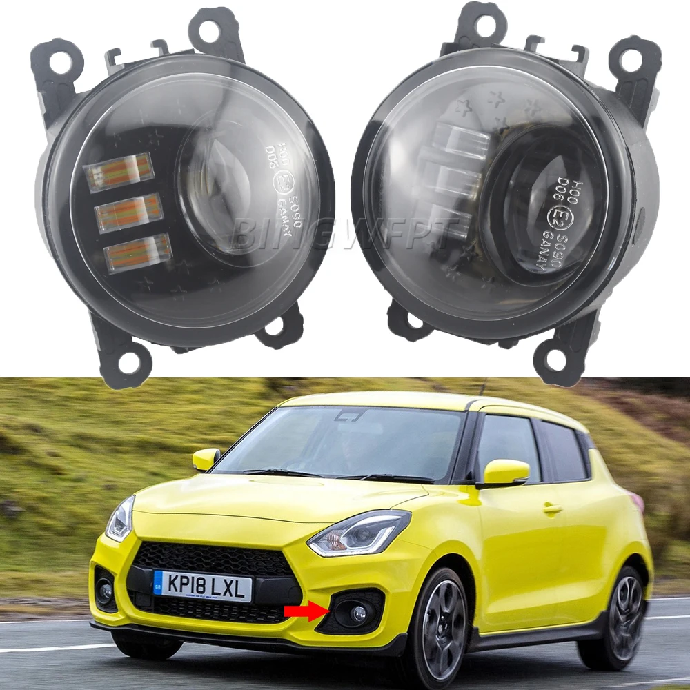 

NEW 2PCS Double Colors Fog Lights Lamp Double LED Fog Lamps DRL 12V Driving Lights for Suzuki Swift Sport 2018 2019 2020 2021