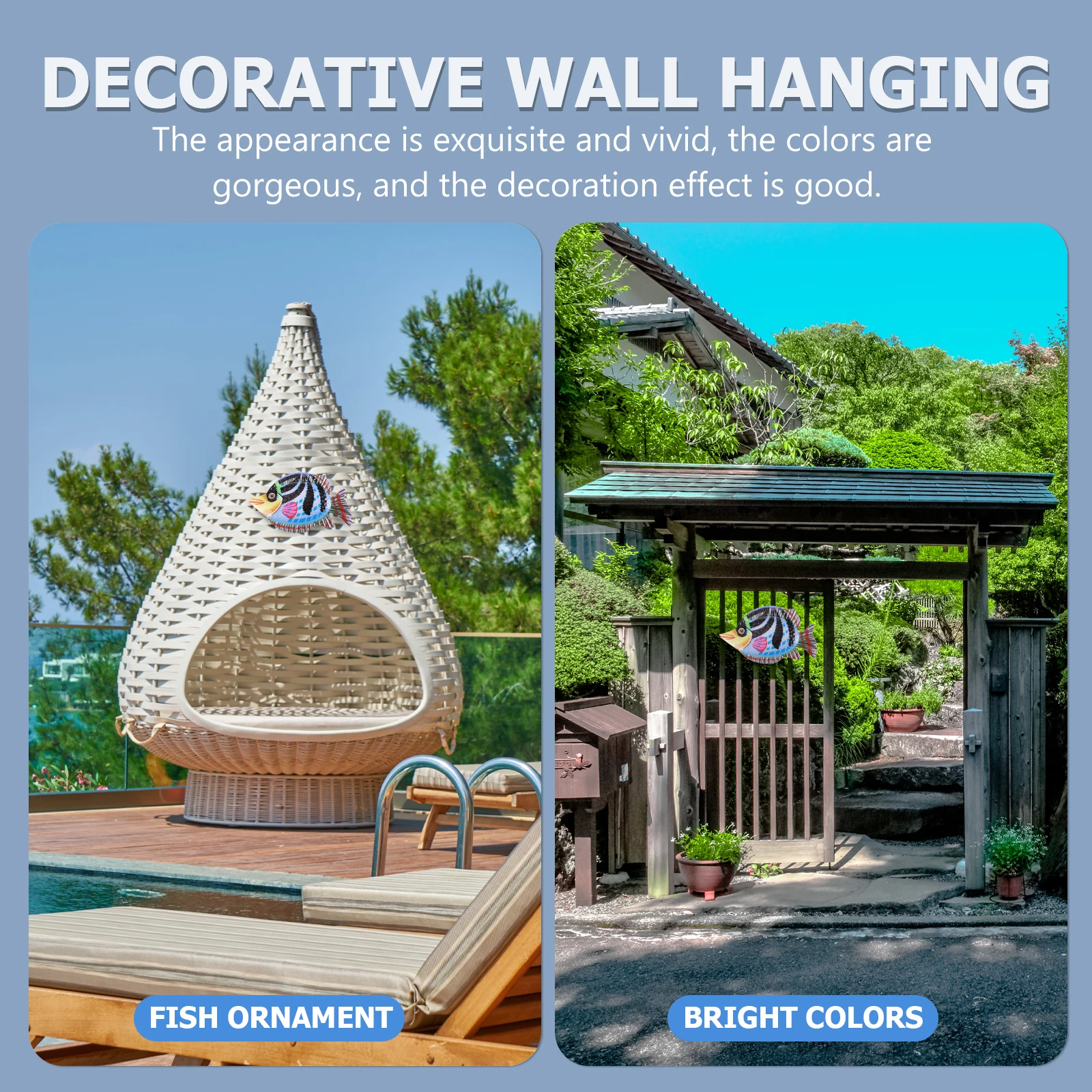 

Decoration Home Ornament Fish Wall Hanging Iron Shaped Pendent Creative Crafts Pendant Blue