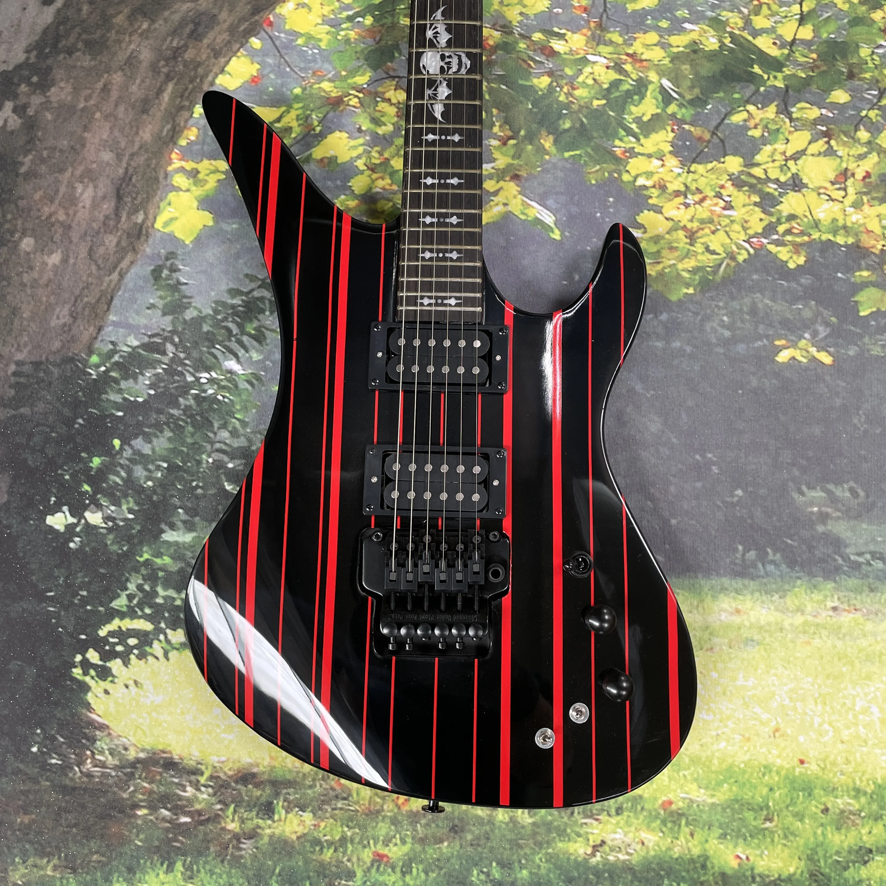 Classic totem 6-string electric guitar, double-shake speed-picking double-coil pickup guitars, metal rock electric guitarra