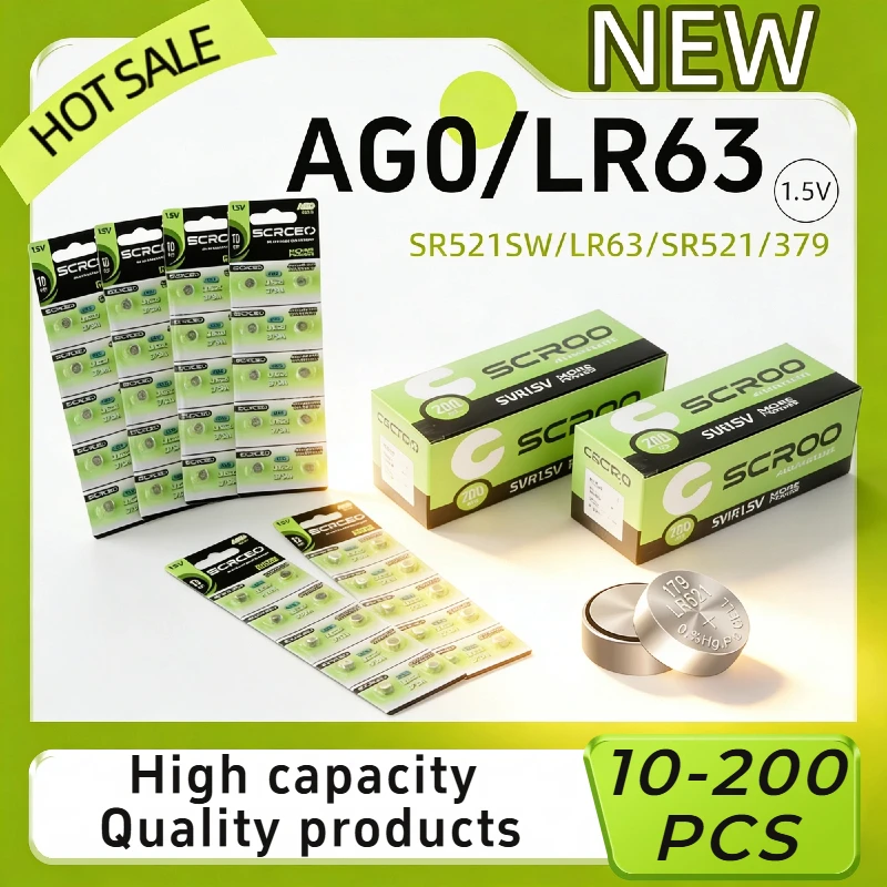 

Батарейки щелочные кнопочные SR521SW AG0 LR63 SR521 379 1.5V, 10-200 шт. для часов, электронных игрушек, фонариков, мелкой электроники