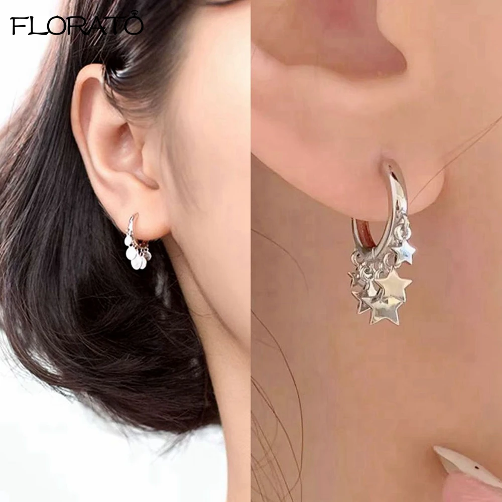 موضة جديدة القلب/النجوم/الجولة أقراط متدلية صغيرة 925 فضة إبرة غرامة أقراط صغيرة للنساء مجوهرات Charm #4