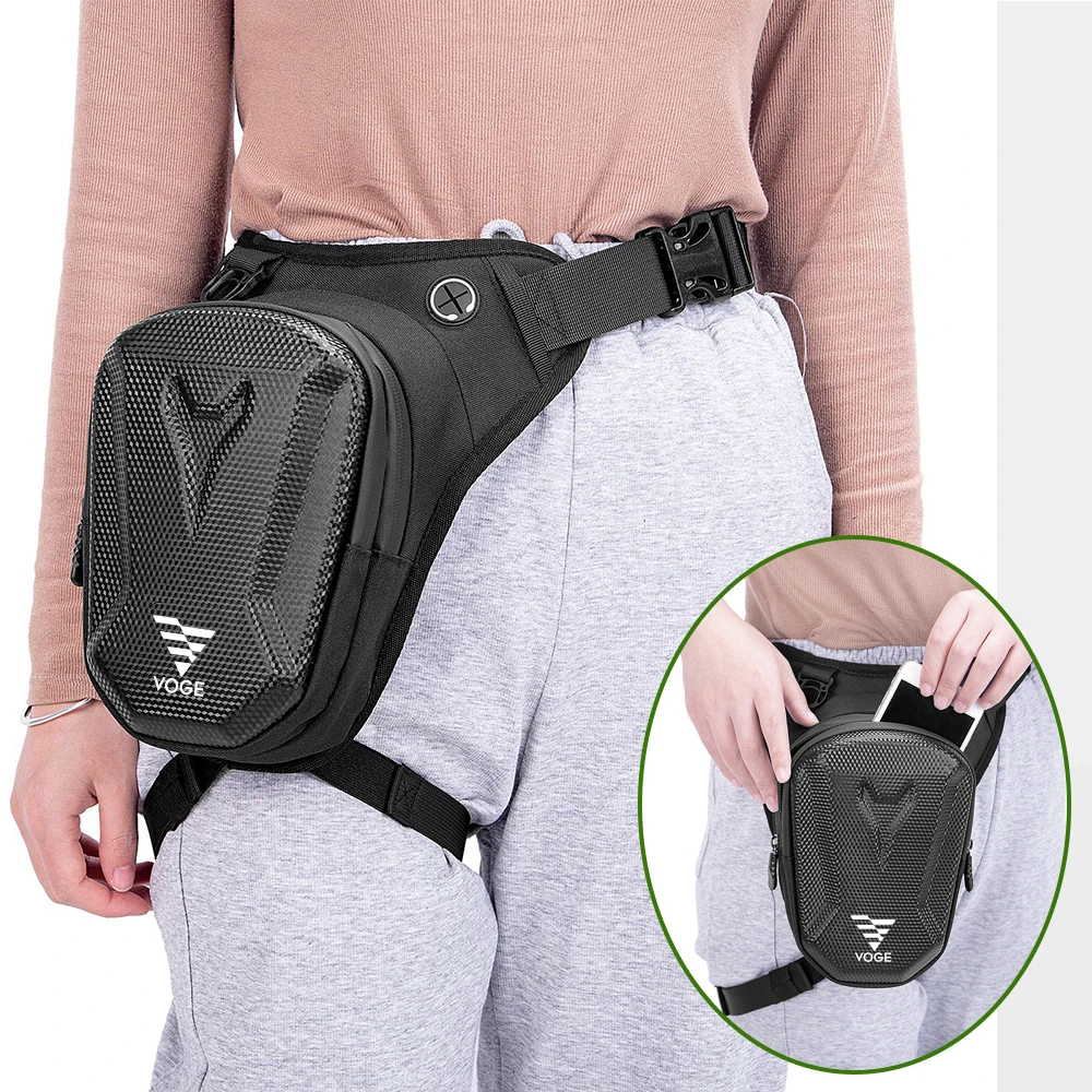 For Loncin Voge 200AC/300AC/300R/500DS/500R/650DS/ER10 – Motorcycle Leg Side Bag, EVA Hard Shell Outdoor Casual Waist Bag
